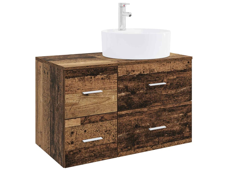  Ensemble de mobilier de salle de bain 2 pc bois ancien cf64027  - Conforama A