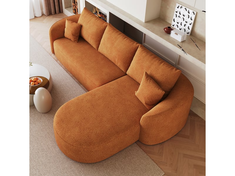 Canapé d’angle en tissu orange, 266 cm, mousse compressée, sans montage IKSETERA TRADING LTD - Conforama R