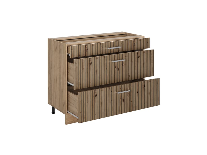 Vicco meuble cuisine, chêne artisanchêne doré, 100cm plan de travail marbre - Conforama C