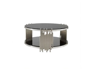 Table basse ronde en verre trempé avec double plateau table de salon moderne et luxe