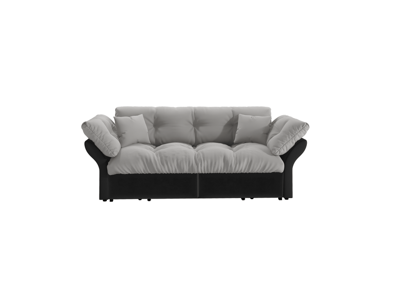 Canapé convertible ulevr 3-en-1 2 places en velours gris clair, lit gigogne 154 x 203 cm, 2 coussins inclus  - Conforama A