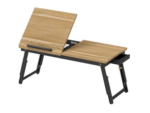 Table pour ordinateur portable 83,5 x 33 cm chêne, hauteur réglable et plateau inclinable avec tiroir