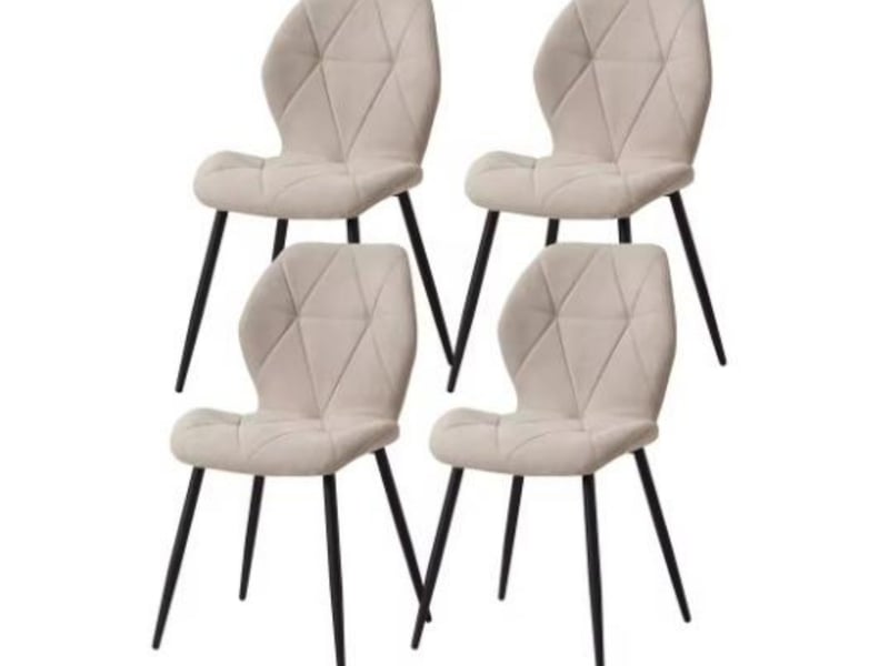  Lot de 4 chaises de salle à manger 41x48x84 cm dossier incurvé métal beige  - Conforama A