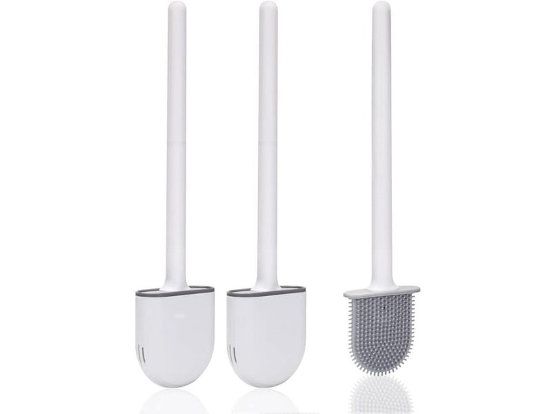  Brosse wc silicone avec poignée antidérapante | poils doux nettoyage rapide | support inclus - lot de 2  - Conforama A