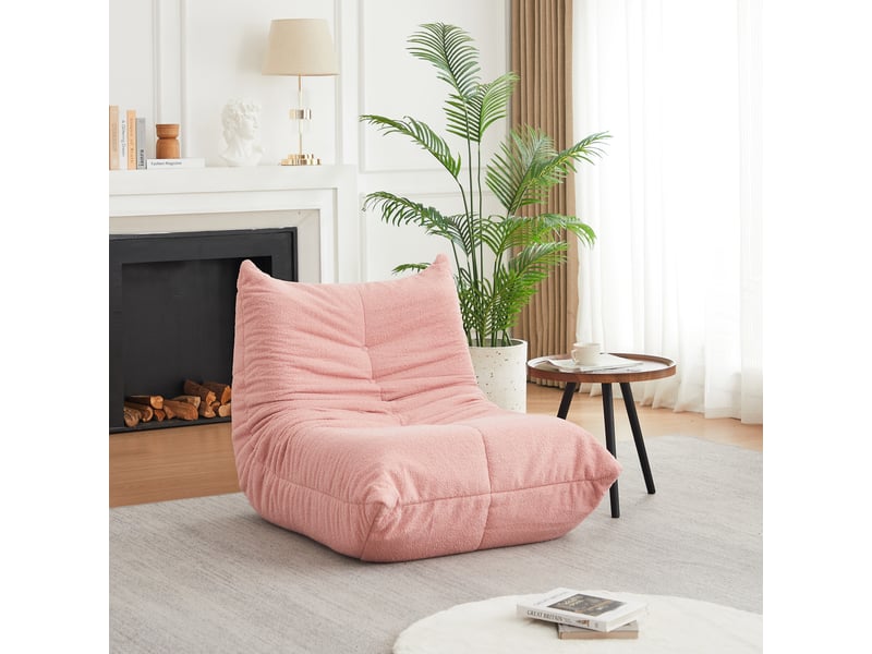  Fauteuil lounge en chenille rembourre sans accoudoirs pour salon chambre salle de jeux  - Conforama B