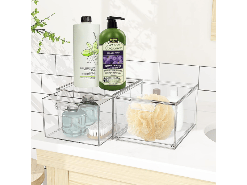 Boîtes maquillage empilables corganisateurs tiroirs – transparent, poignées – coiffeusearmoirescuisine. - Conforama D