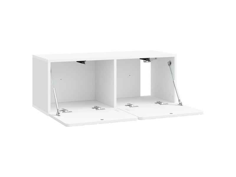  Meuble tv - banc tv - meuble de rangement mural 78,5 x 31 x 30 cm blanc bois d'ingénierie  - Conforama E