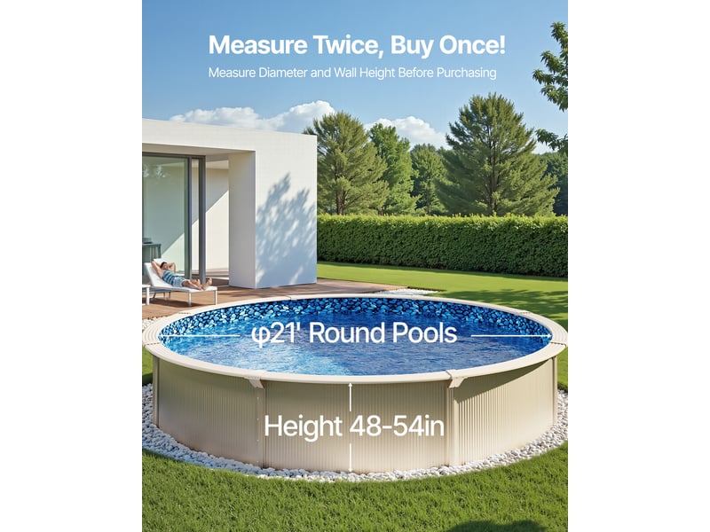  Vevor revêtement de piscine ronde doublure durable style chevauchement 640x147cm  - Conforama C