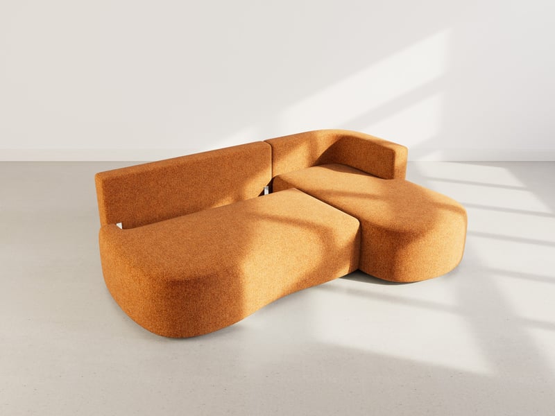 Mahina - canapé d'angle droit 4 places convertible avec coffre en tissu texturé - lisa design - terracotta MAHINA - Conforama E