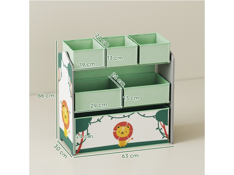  Meuble de rangement pour jouets d'enfants, 3 niveaux, vert  - Conforama D