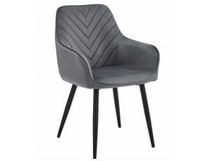 Chaise nana en velours gris foncé avec pieds noirs