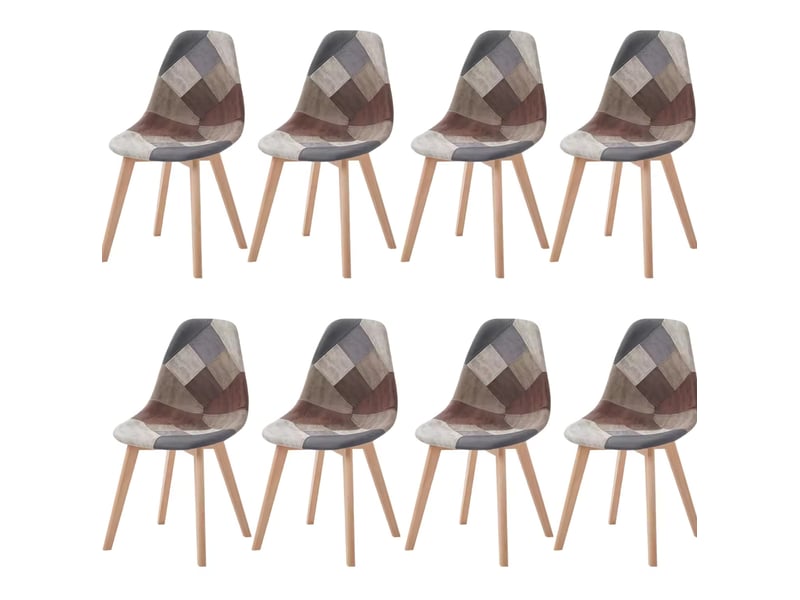  Lot de 8 chaises de salle à manger 46x40 cm – multicolore – revêtement patchwork en tissu moderne  - Conforama A