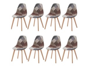 Lot de 8 chaises de salle à manger 46x40 cm – multicolore – revêtement patchwork en tissu moderne