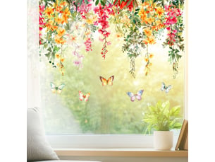 Autocollant pour vitre 30x60cm, motif fleurs multicolores – adhérence statique, déco intérieure-style 5