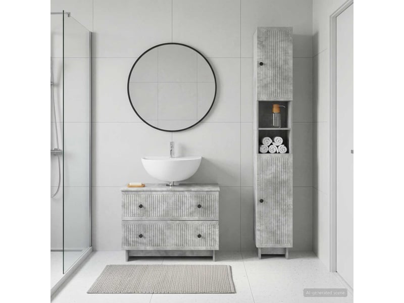  Ensemble de 2 meubles de salle de bain ede gris béton cf63143  - Conforama B