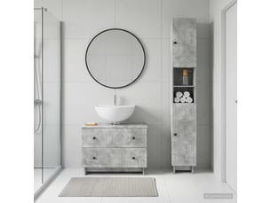 Ensemble de 2 meubles de salle de bain ede gris béton cf63143