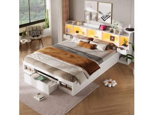 Lit avec rangement 180x200 cm WISHDOR   coloris blanc