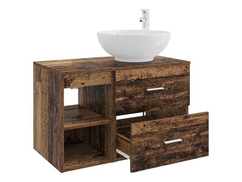 Ensemble de mobilier de salle de bain 2 pcs bois ancien shl8740 - Conforama D