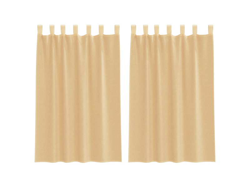  Lot de 2 rideaux en voile, voilages avec boucles sable 140x175 cm cf44322  - Conforama A