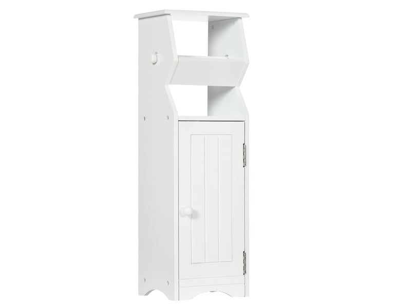 Meuble de salle de bain en mdf blanc avec espace de rangement et porte-papier toilette, 19 x 15 x 56 cm - Conforama B