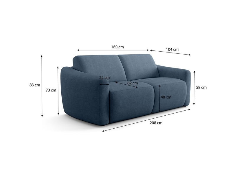  Canapé droit convertible 3 places en tissu chenille bleu foncé - ouverture express - suzie Suzie - Conforama D