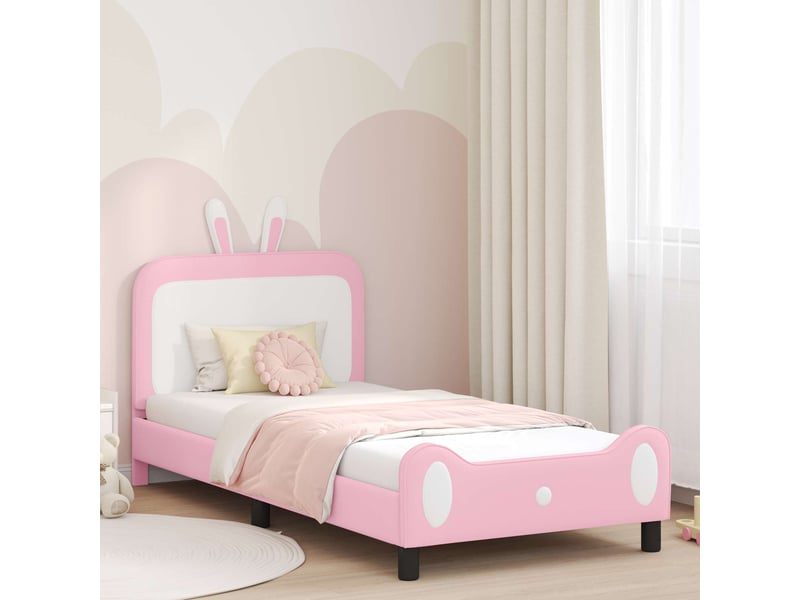  Cadre de lit pour enfants - lit jeune avec tête de lit rose 90 x 190 cm pu  - Conforama B
