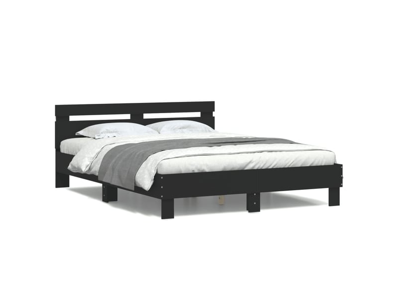Lit double- lit adulte - cadre de lit avec led sans matelas noir 150x200 cm - Conforama D