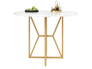 Table de salle à manger 80x80, design luxueux table à manger, plateau laqué brillant, pieds dorés, hauteur réglable