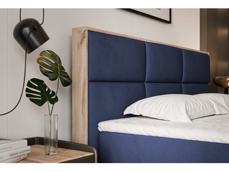  Lit coffre lavio - 120x200 cm - avec sommier et surmatelas - velours dense - bleu marine LAVIO - Conforama D