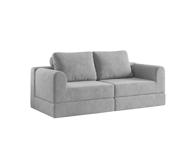  Fauteuil convertible pliant avec couchage d'appoint et mousse de soutien en flanelle grise, 93 × 37 × 37 cm  - Conforama C