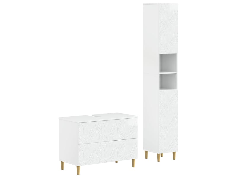 Ensemble de 2 meubles de salle de bain delft blanc brillant cf63104  - Conforama A