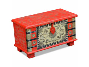 Coffre de rangement, boîte de rangement de rangement bois de manguier rouge 80x40x45 cm