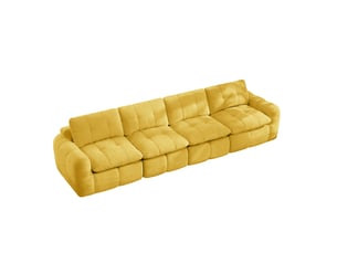 Canapé modulable 4 places sans cadre en chenille jaune