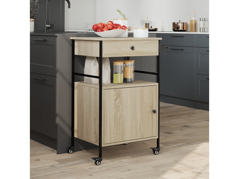  Desserte de cuisine, chariot de rangement chêne sonoma 56x43x89,5 cm bois d'ingénierie  - Conforama D