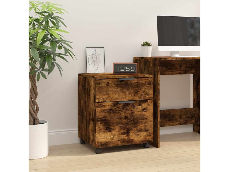  Caisson de bureau, classeur mobile avec roues chêne fumé 45x38x54 cm bois  - Conforama B