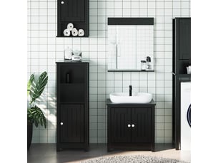 Ensembles de salle de bain, meubles de salle de bain 3 pcs berg noir bois de pin massif cf64777