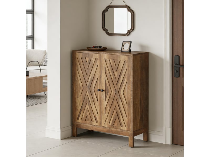 Meuble à chaussures 5 niveaux 20 paires avec étagères réglables - lpospi - portes, mdf et métal marron rustique - Conforama C