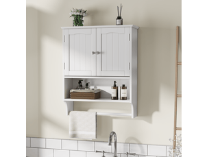 Meuble de salle de bain mural 56,8 x 19 x 70 cm blanc en mdf, rangement avec étagères réglables