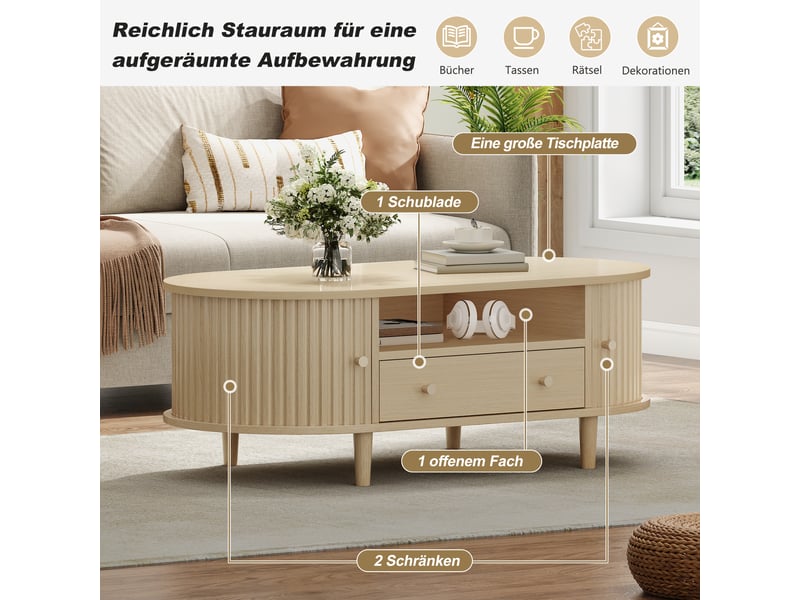  Table basse ovale 100 x 50 cm en mdf  - Conforama D