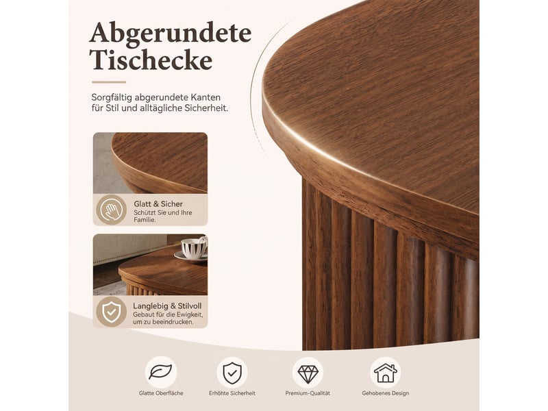  Table basse extensible marron 80x80x50cm réglable coins arrondis rangement panneau de particules salon rangement pratique moderne  - Conforama D