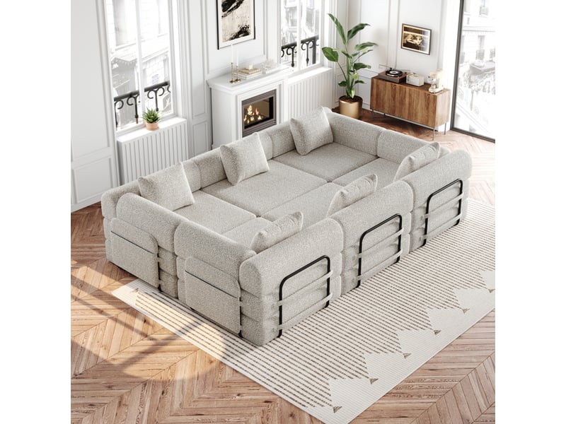  Canapé convertible 1 place avec rangement  - cadre en acier, configuration modulable, chenille - kaki  - Conforama C