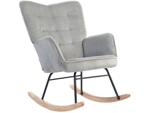 Fauteuil à bascule 71 x 98 x 101 cm gris clair, polyester à relief côtelé, accoudoirs et dossier haut