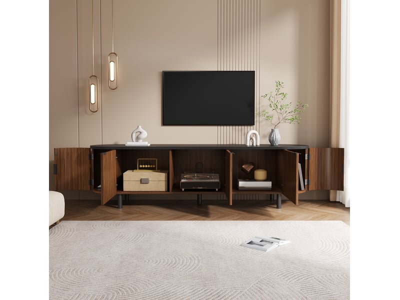 Meuble tv 5 portes 170x40x47 cm en mdf coloris noyer - Conforama B