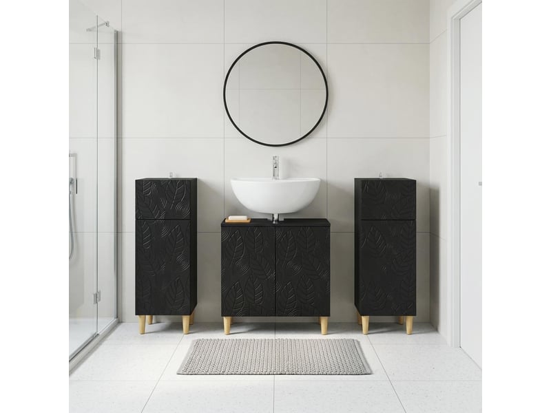Ensemble de meuble de salle de bain 3 pièces delft noir cf63392 - Conforama B