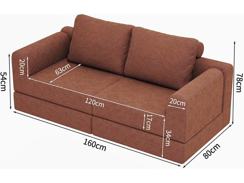 Canapé-lit pliable avec dossier multifonctionnel en mousse à mémoire de forme, tapis de sol portable, marron - Conforama C