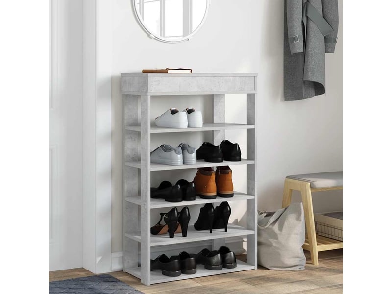  Meuble à chaussures, étagère à chaussures gris béton 60x30x98 cm bois d'ingénierie  - Conforama C