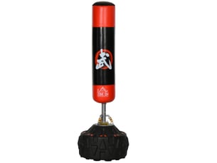 Sac de frappe sur pied adulte 60 x 60 x 180 cm – noir et rouge – base à ventouses pour entraînement de boxe