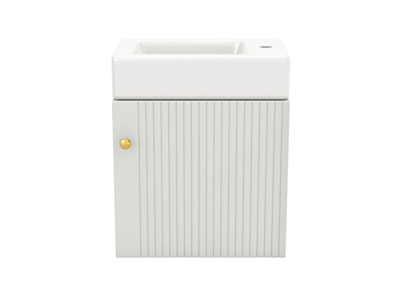 Meuble vasque mural 46 cm avec lavabo intégré pour petite salle de bain - Conforama A