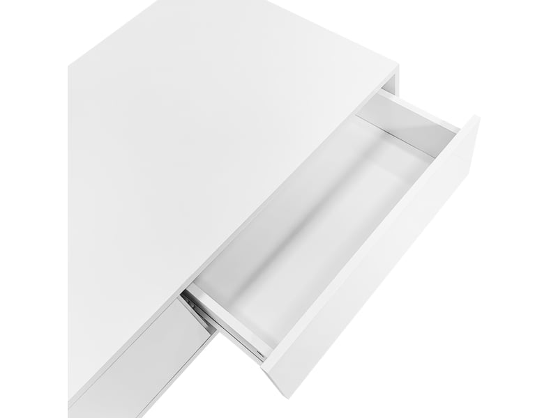  Table basse moderne laquée 115x55x34cm éclairage led intégré 2 tiroirs fini laqué brillant panneau de particules blanc  - Conforama E