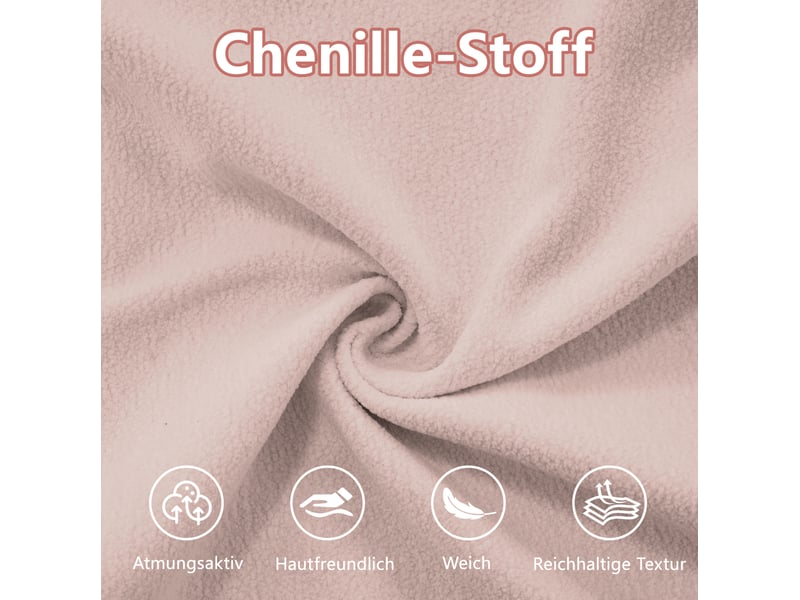  Canapé modulable 4 places 406x77x81 cm, accoudoirs, mousse haute résilience, revêtement chenille rose  - Conforama E